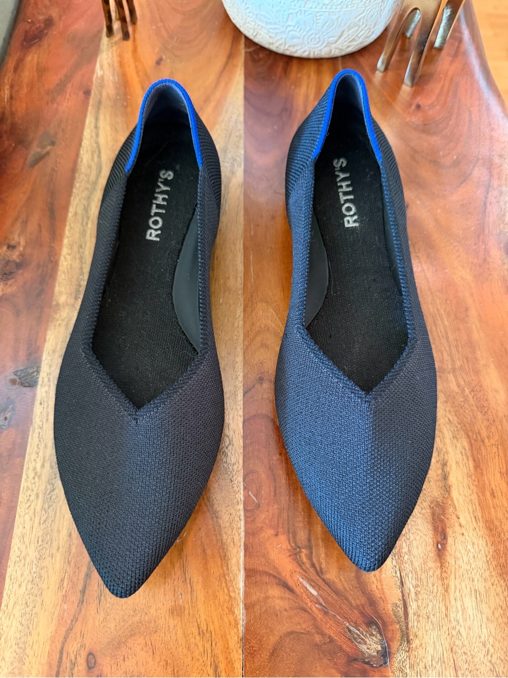 Rothy's The Point II pointed toe flats in black